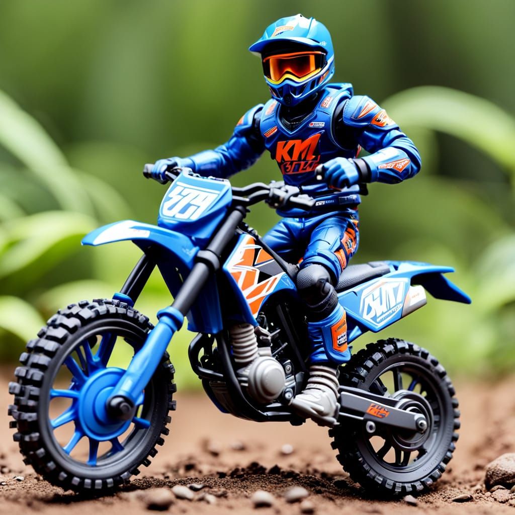 Muscular Dirt Bike Rider in Action Figure Packaging