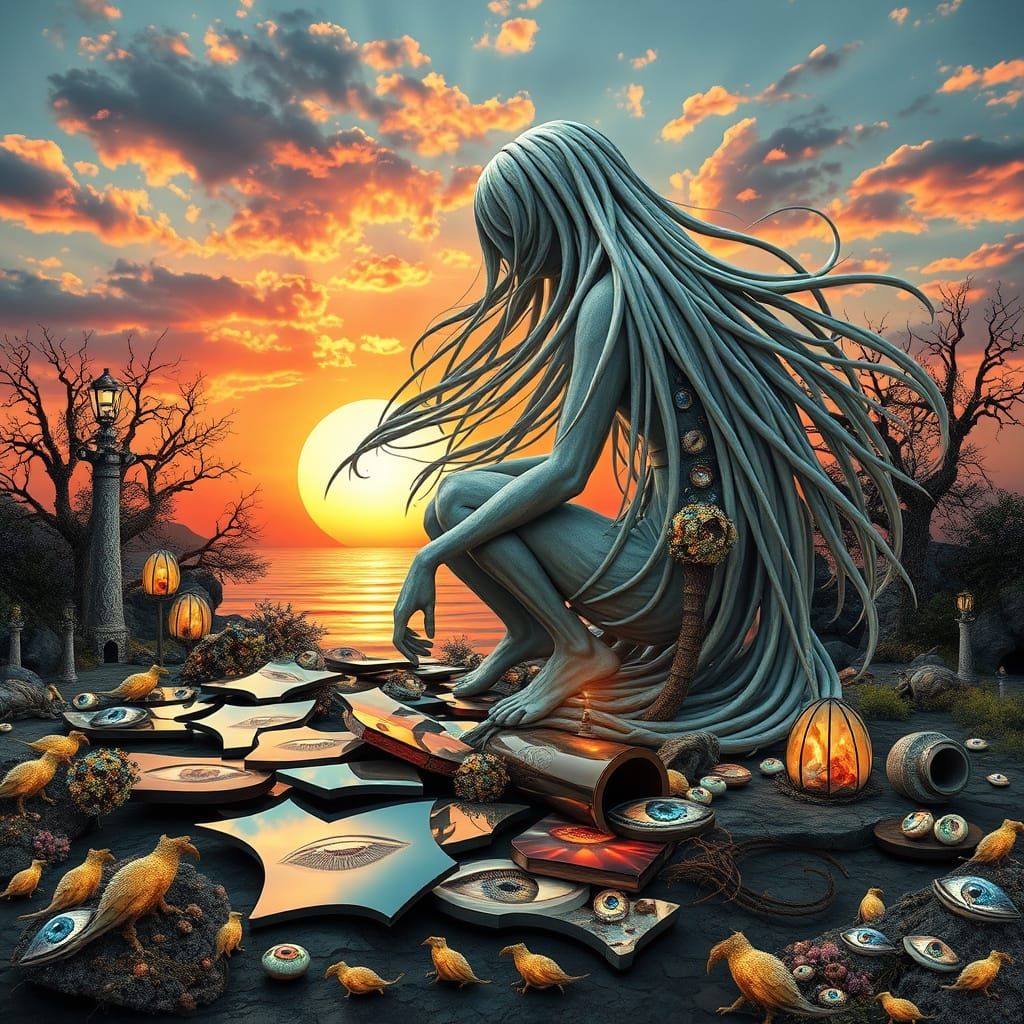 Captivating Bio Art Sculpture at Sunset