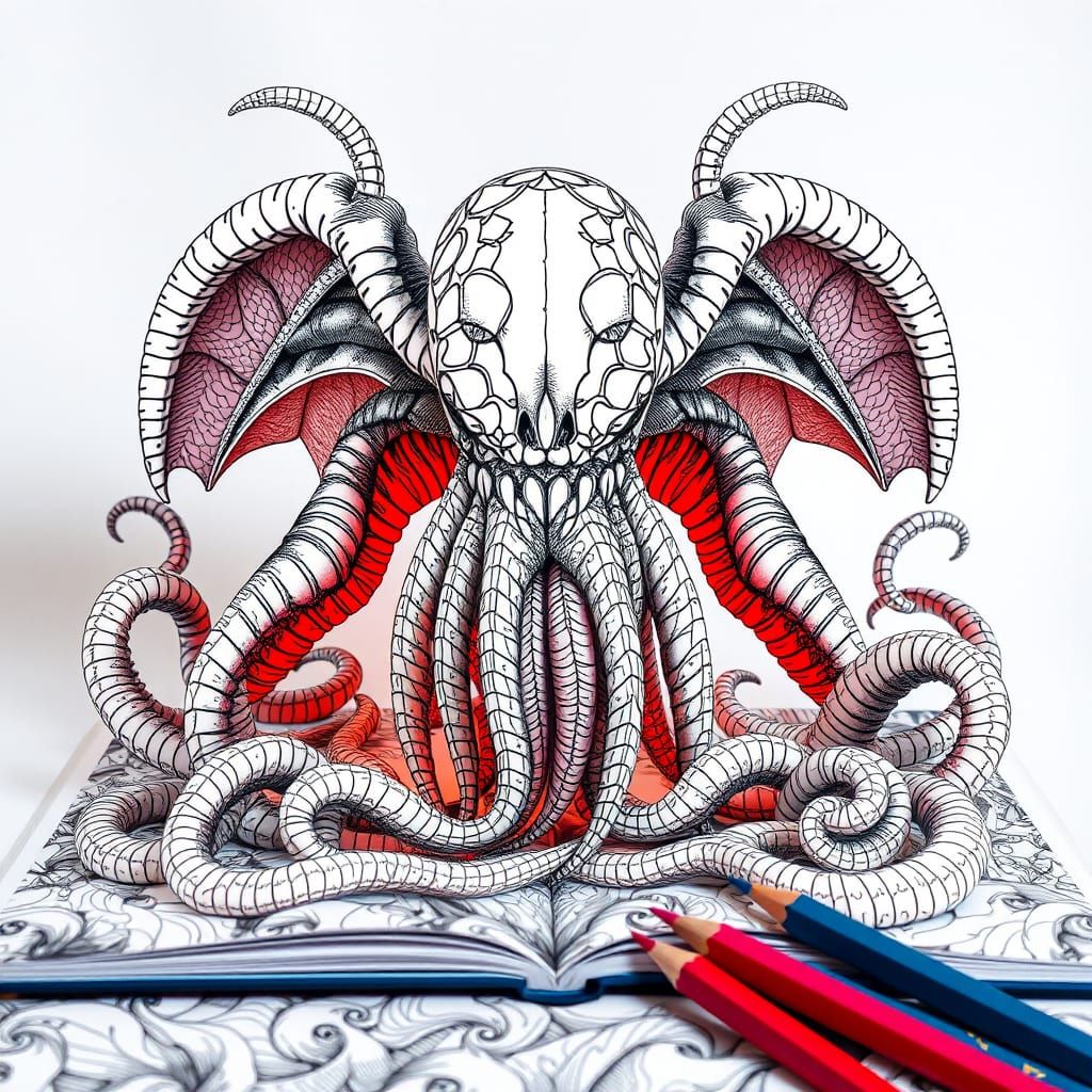 Epic Cthulhu in a 3D Coloring Book