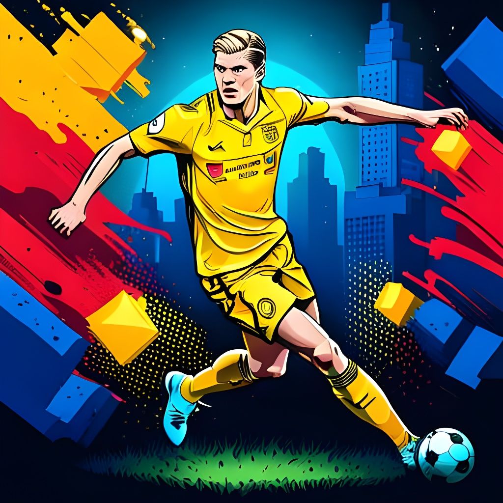 Erling Haaland Soccer Poster Art in Unreal Engine