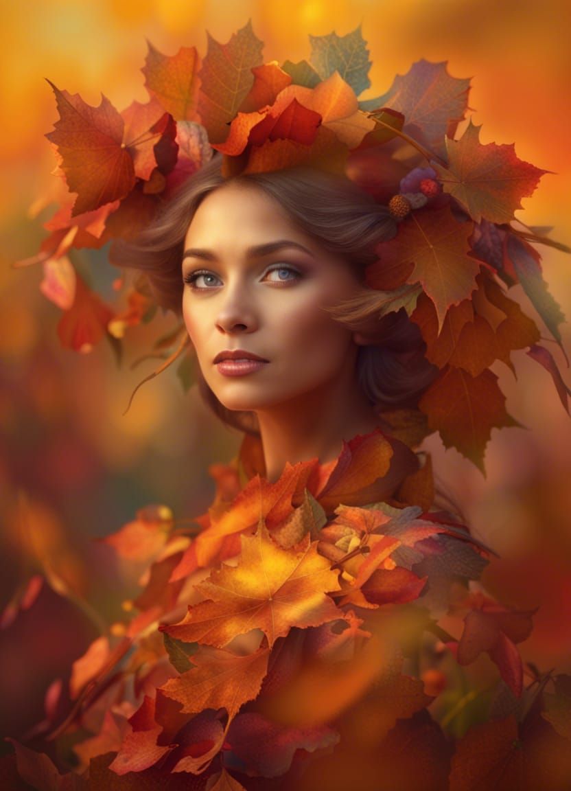 Autumn Queen Dancing in a Field of Flowers