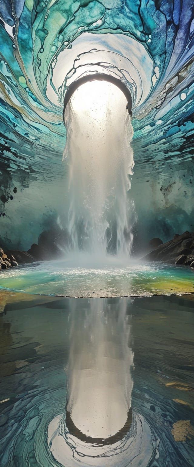 Abstract Waterfall Vortex in Alcohol Inks