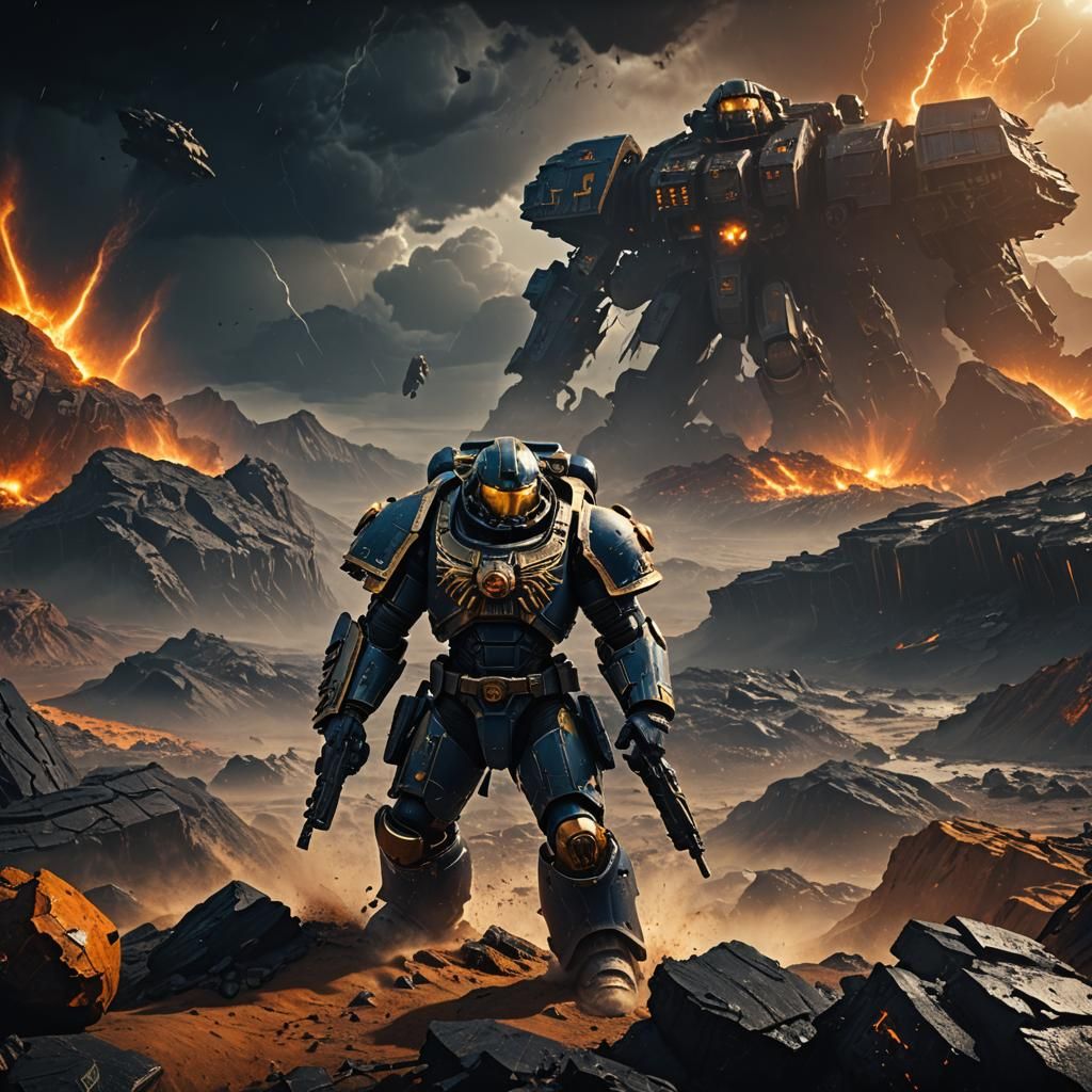 Sigma Space Marine on Stormy Planet in Unreal Engine 5