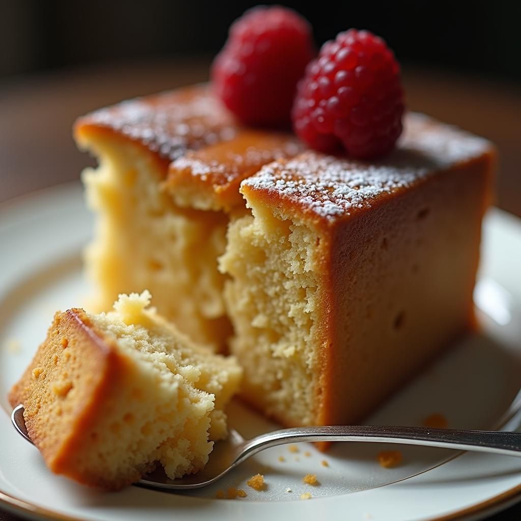Appetizing Cake on Fine China in Hyper-Realistic Style