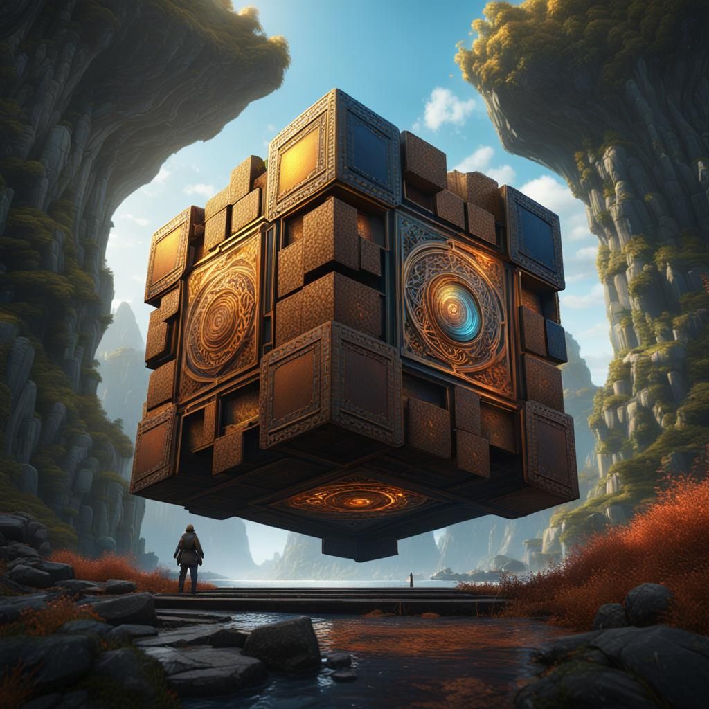 Cube in Circle: Detailed Matte Painting