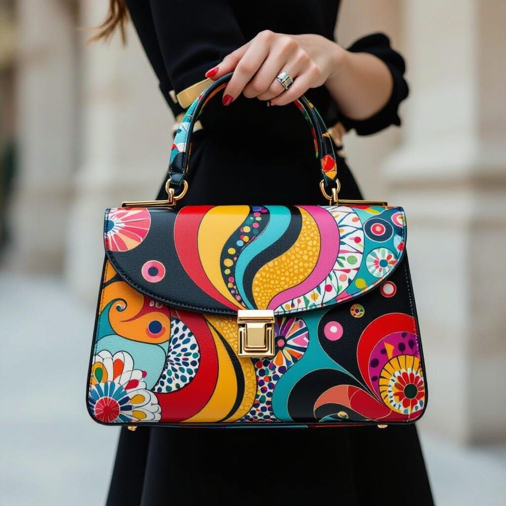 Elegant Lady With Modern Handbag in Surreal Style