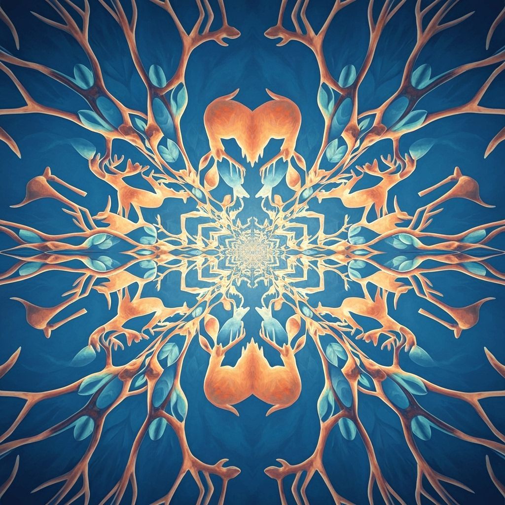 Kaleidoscopic Deer Tessellation in Digital Painting