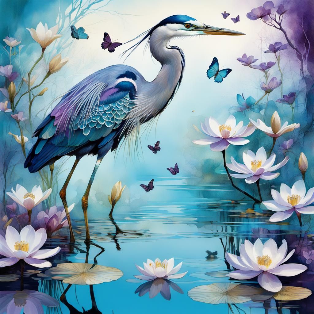 Heron in the lake