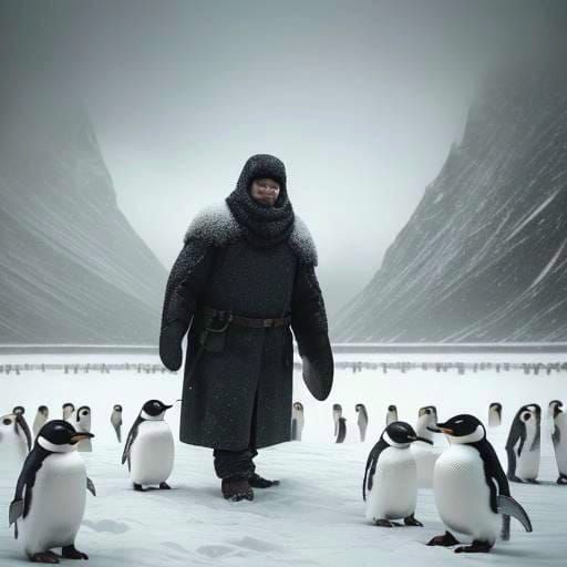 Penguins in Love: A Cinematic Film Still