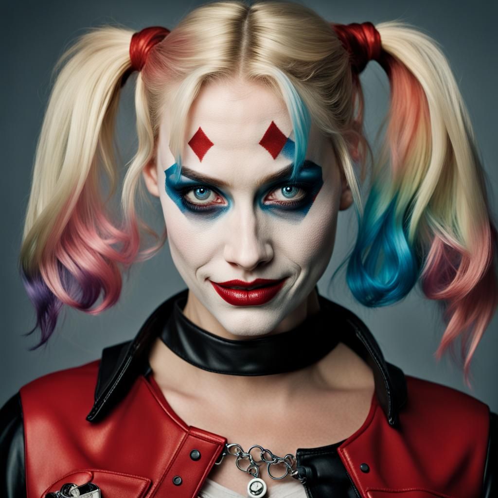 Harley Quinn Close-Up Portrait in Studio Lighting