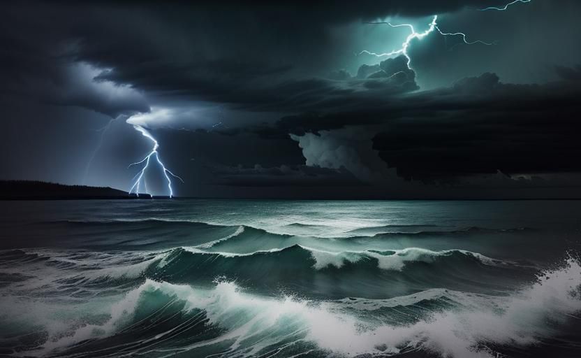 Stormy Arctic Night in Moody Watercolor Style