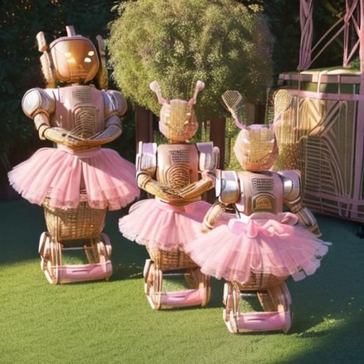 Pink Tutu Wicker Robots on Stage
