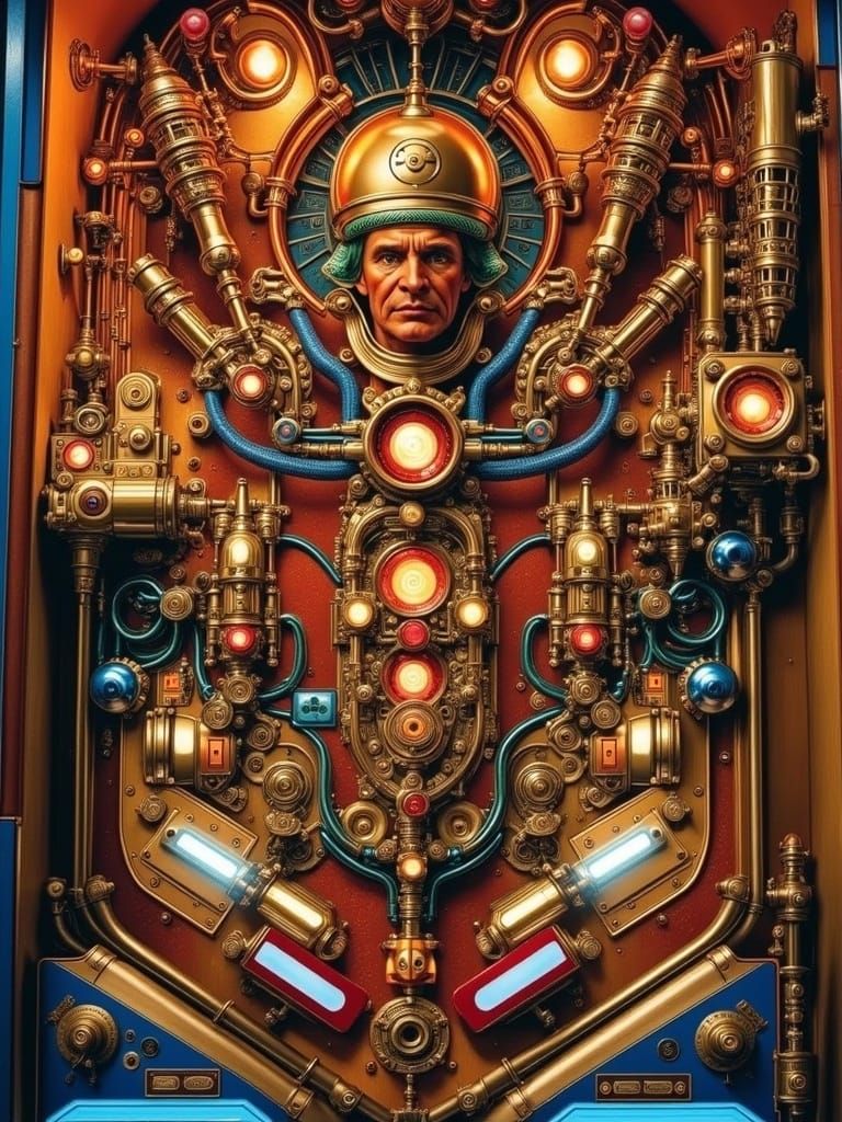 Retro-Futuristic Rube Goldberg Pinball Machine