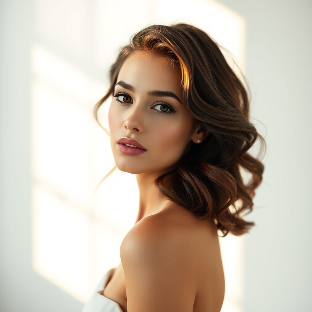 Elegant Brunette Beauty in Luxury Setting