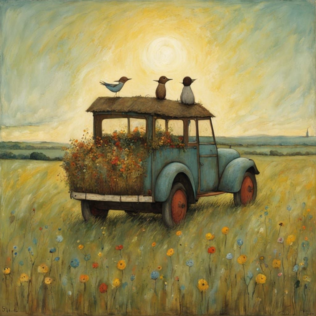 Whimsical Skylark Song in Minimalist Poetry Style