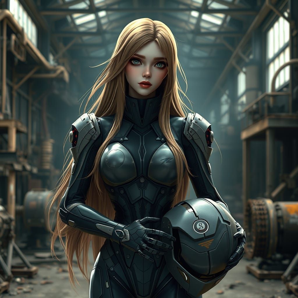 Princess Sara in Robot Suit, Cyberpunk Anime Style