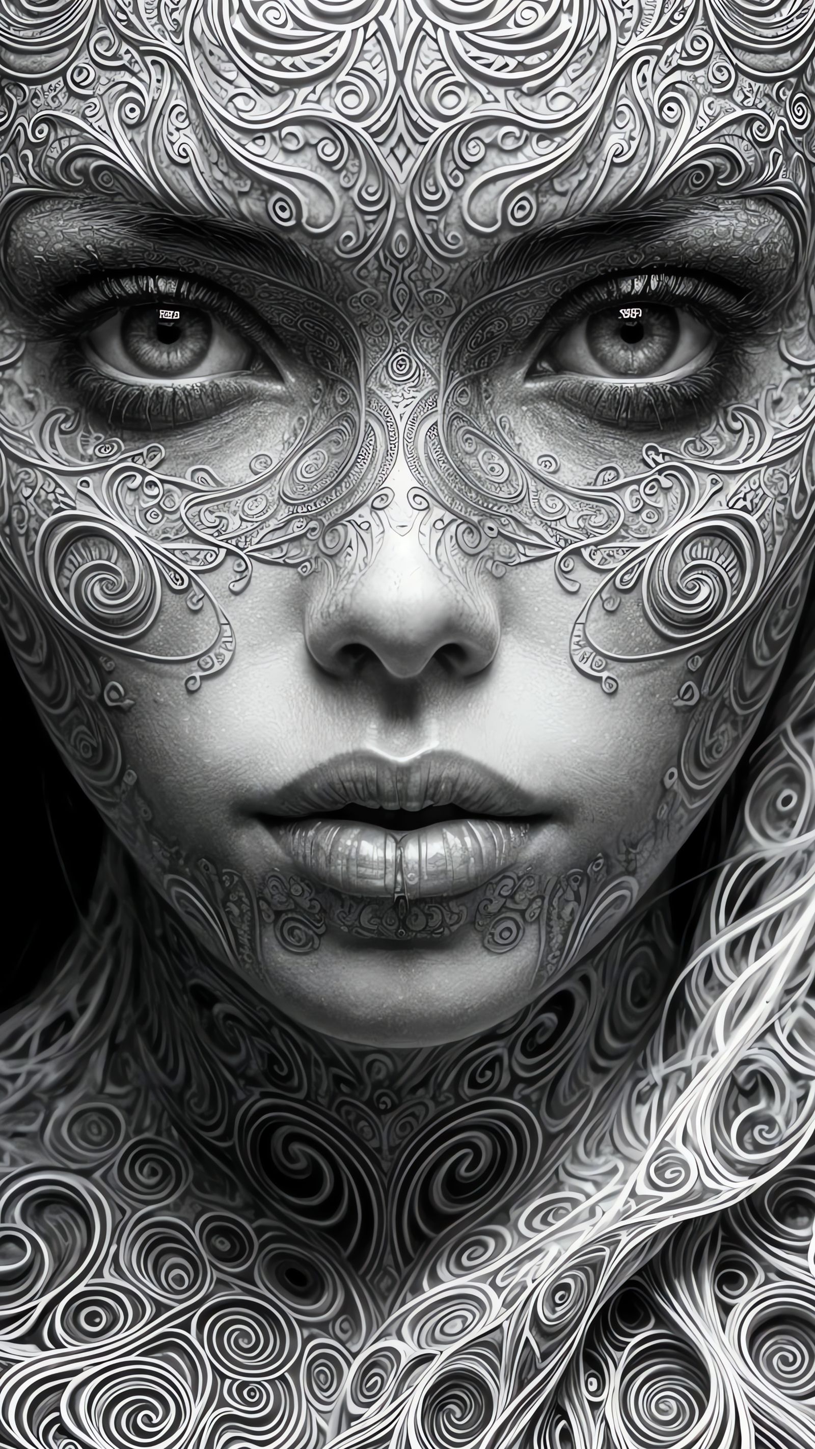 Woman's Enchanting Portrait in Monochromatic Delight