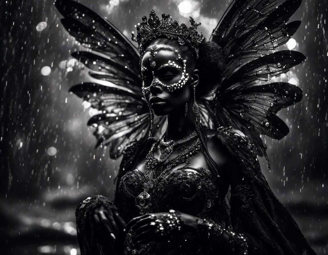 BW Dark Fairy in the Rain 12