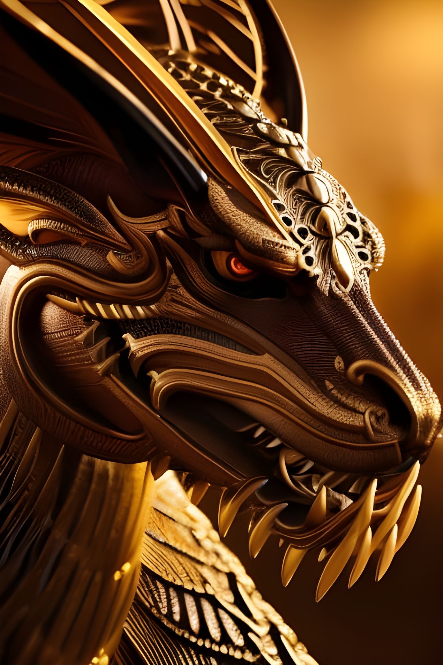 Majestic Golden Dragon in Detailed Fantasy Art