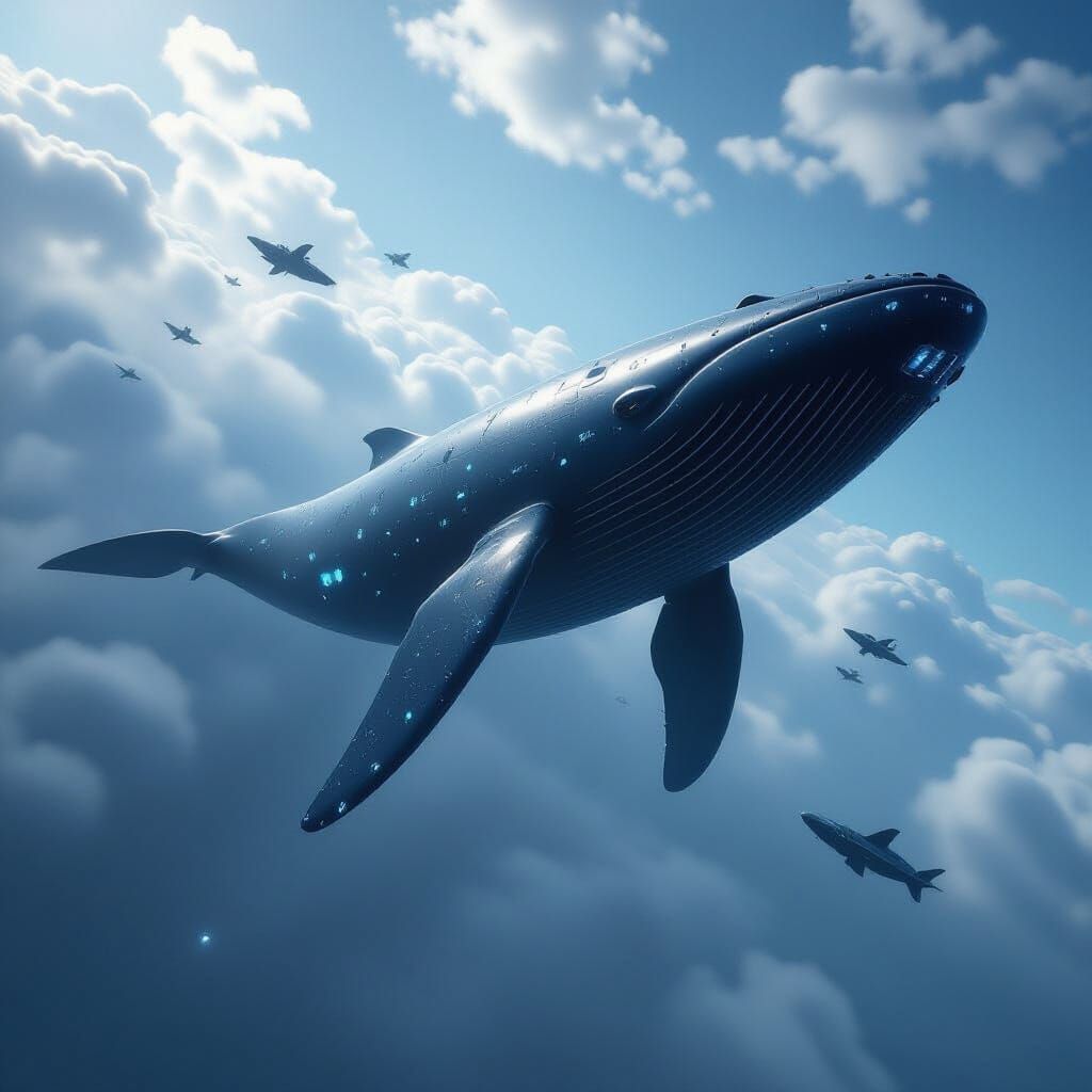 Flying Whale in Space: Epic 3D Game Cinematic