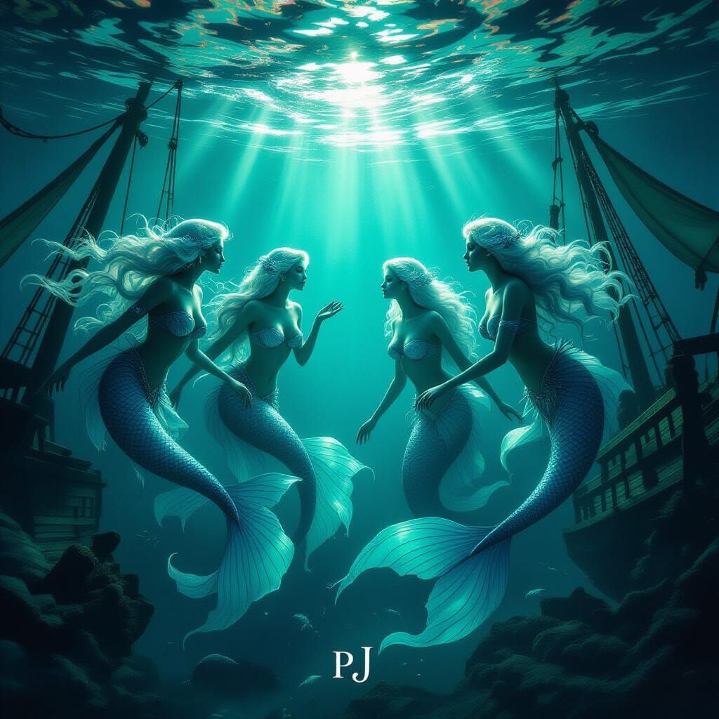 Ethereal Sirens Lure Sailors into Mystical Ocean Depths