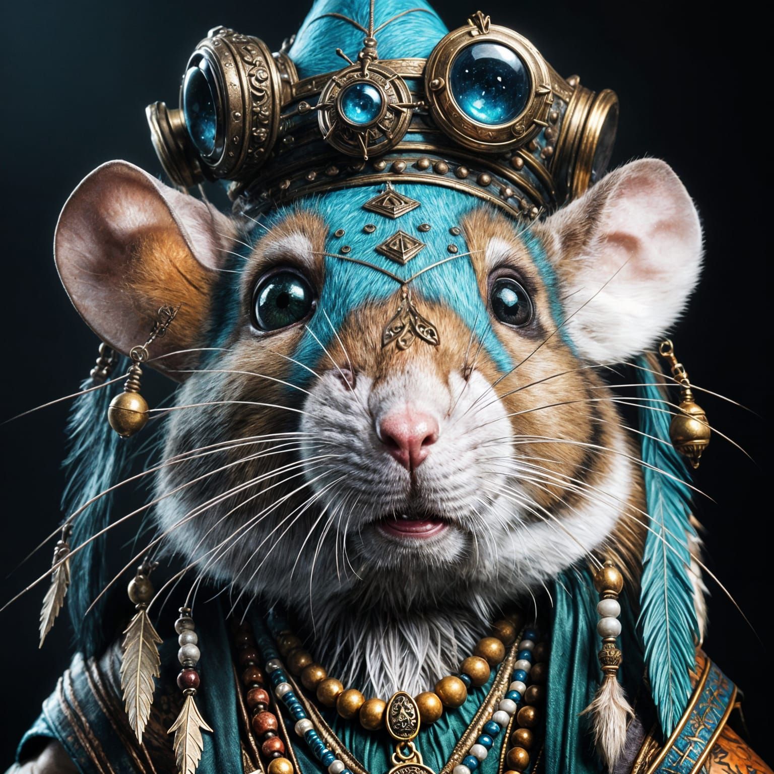 Detailed Mouse Shaman Portrait in Zbrush Style