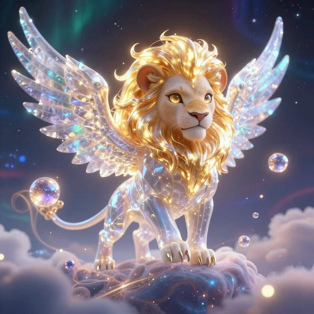 Celestial Leo Warrior in Cosmic Nebula Style