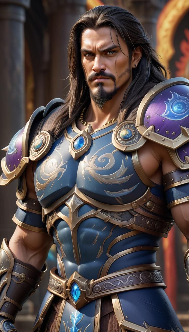 Mighty King in Intricate Armor, Warcraft Style