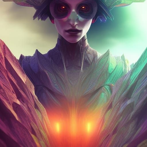 Matrix Woman in Dystopian City: 3D Fantasy Art