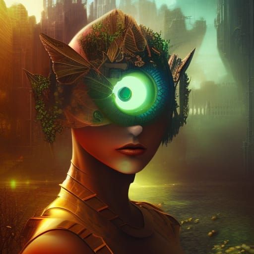 Dystopian Matrix Woman with Third Eye Vision