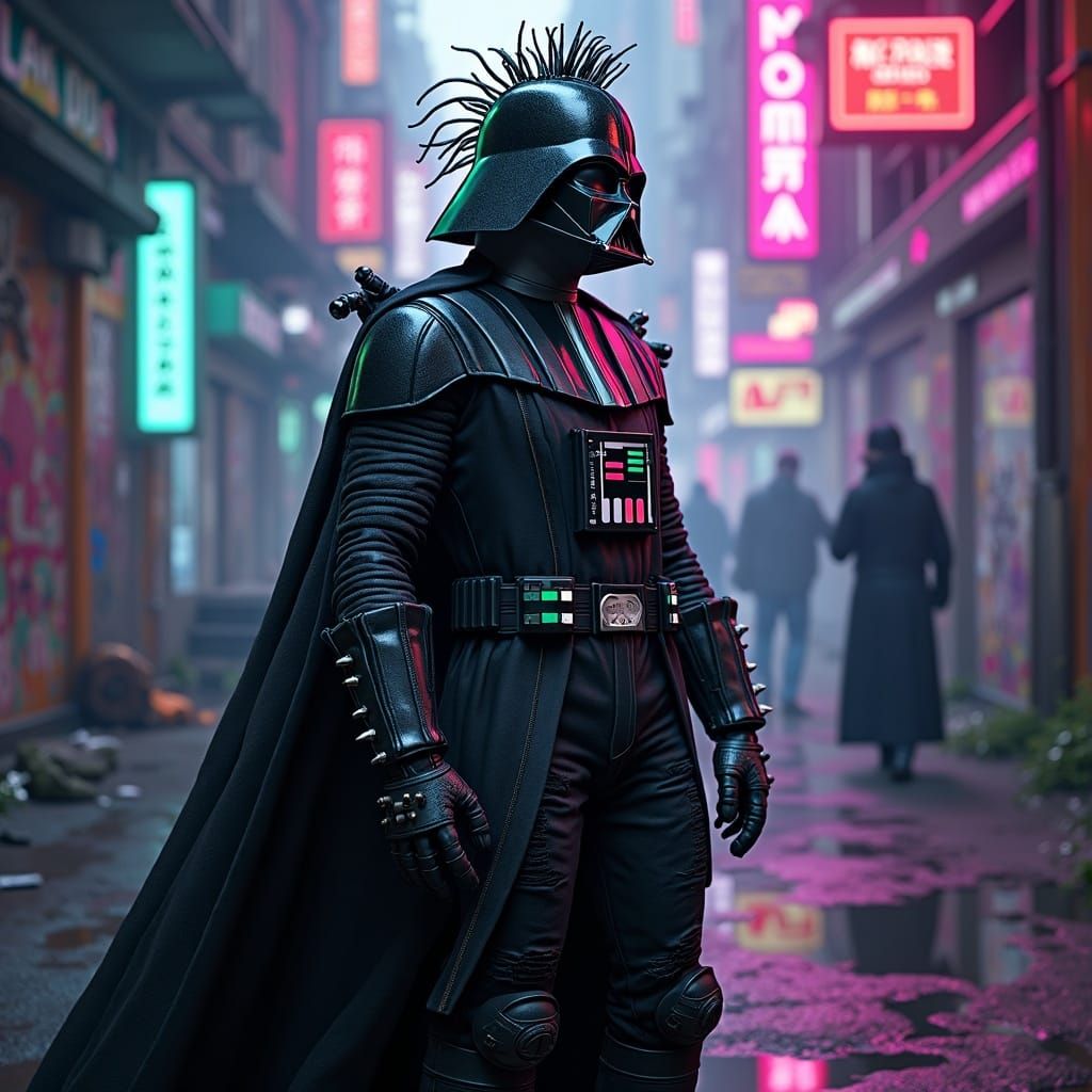 Darth Vader Punk Style Detailed Matte Painting