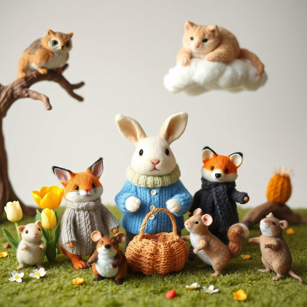 Felted Animal Friends in Handcrafted Wonderland
