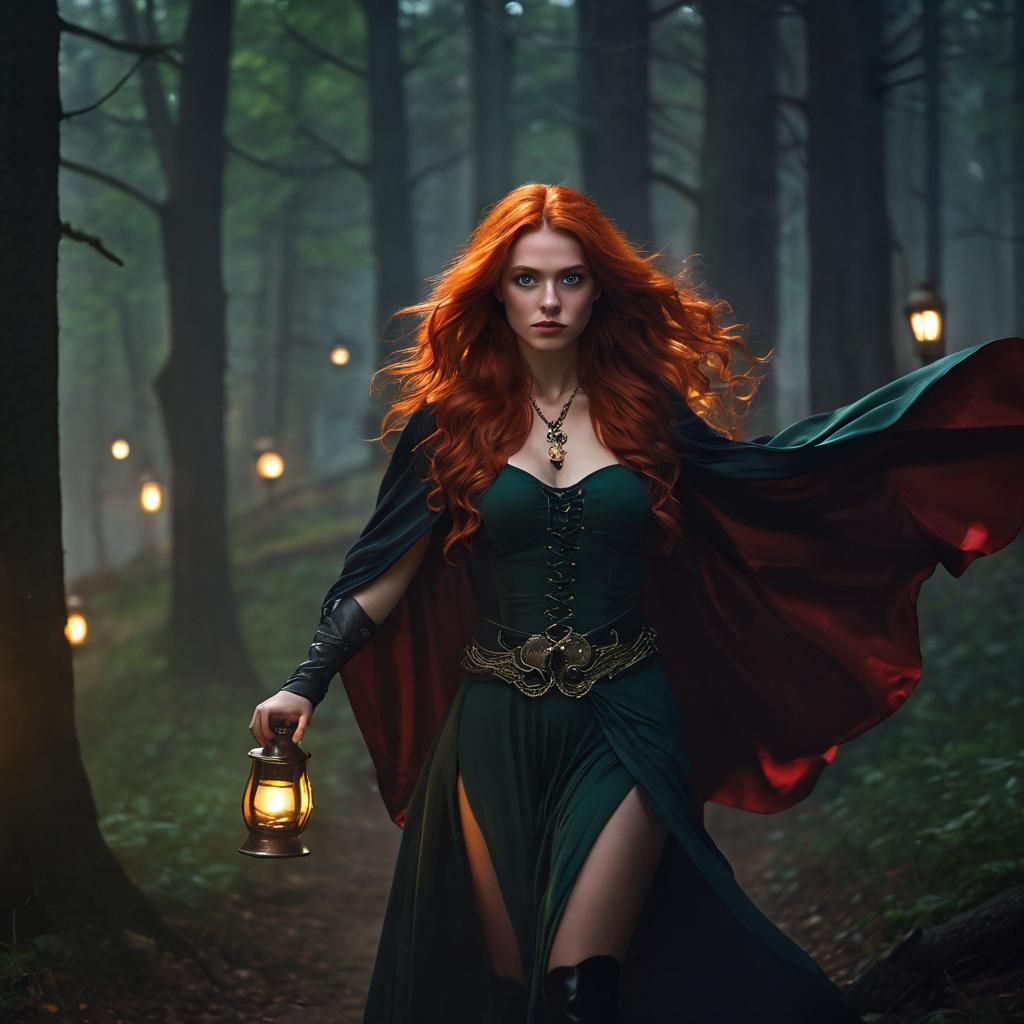 Dark Fantasy Woman with Werewolf Skull