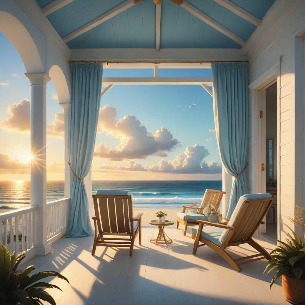 Serene Beach Cabana at Sunset