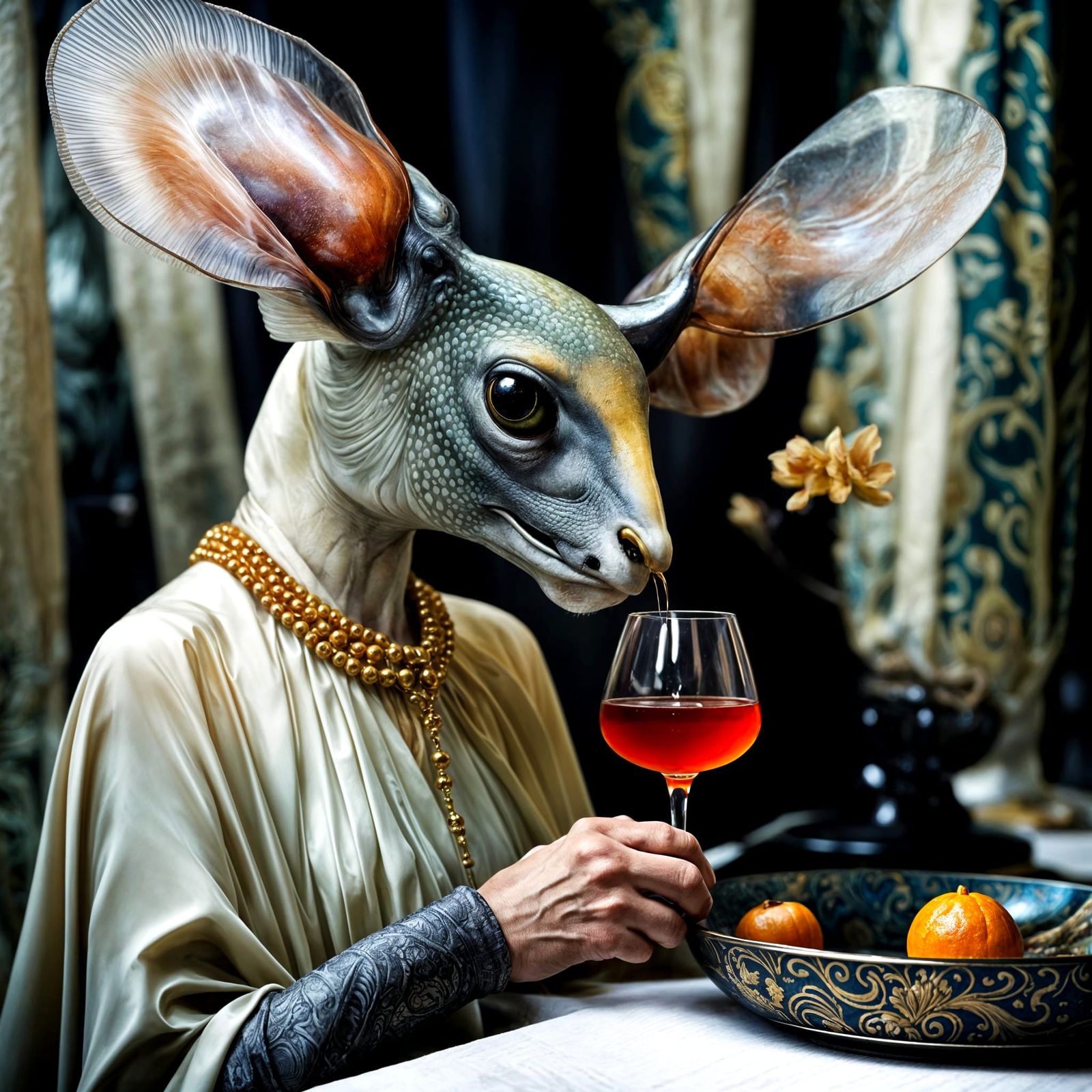 Surreal Alien Restaurant Celebration: Detailed Photography