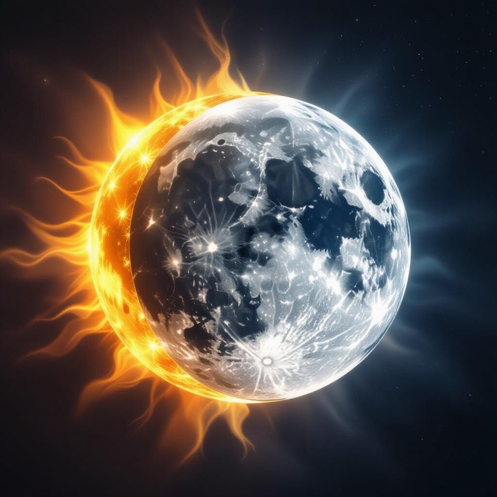 Real Sun and Moon Together in the Sky