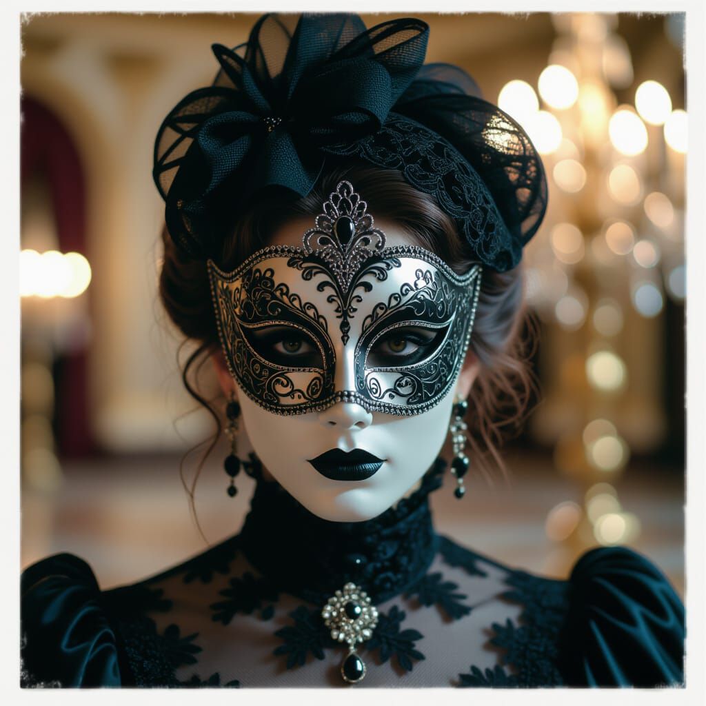 Spooky Woman in Masquerade Mask at Gothic Ball