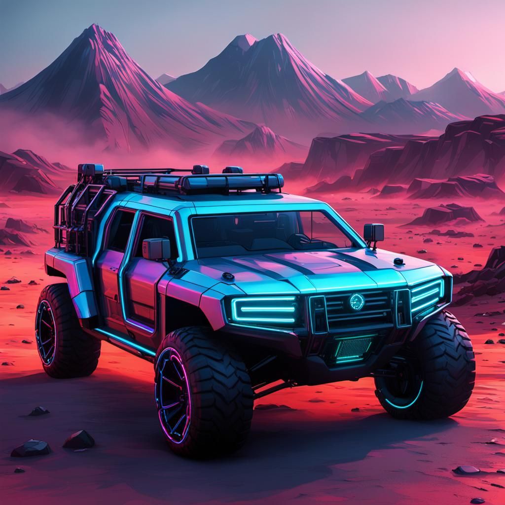 Sci-Fi Offroad Truck in Cyberpunk Style