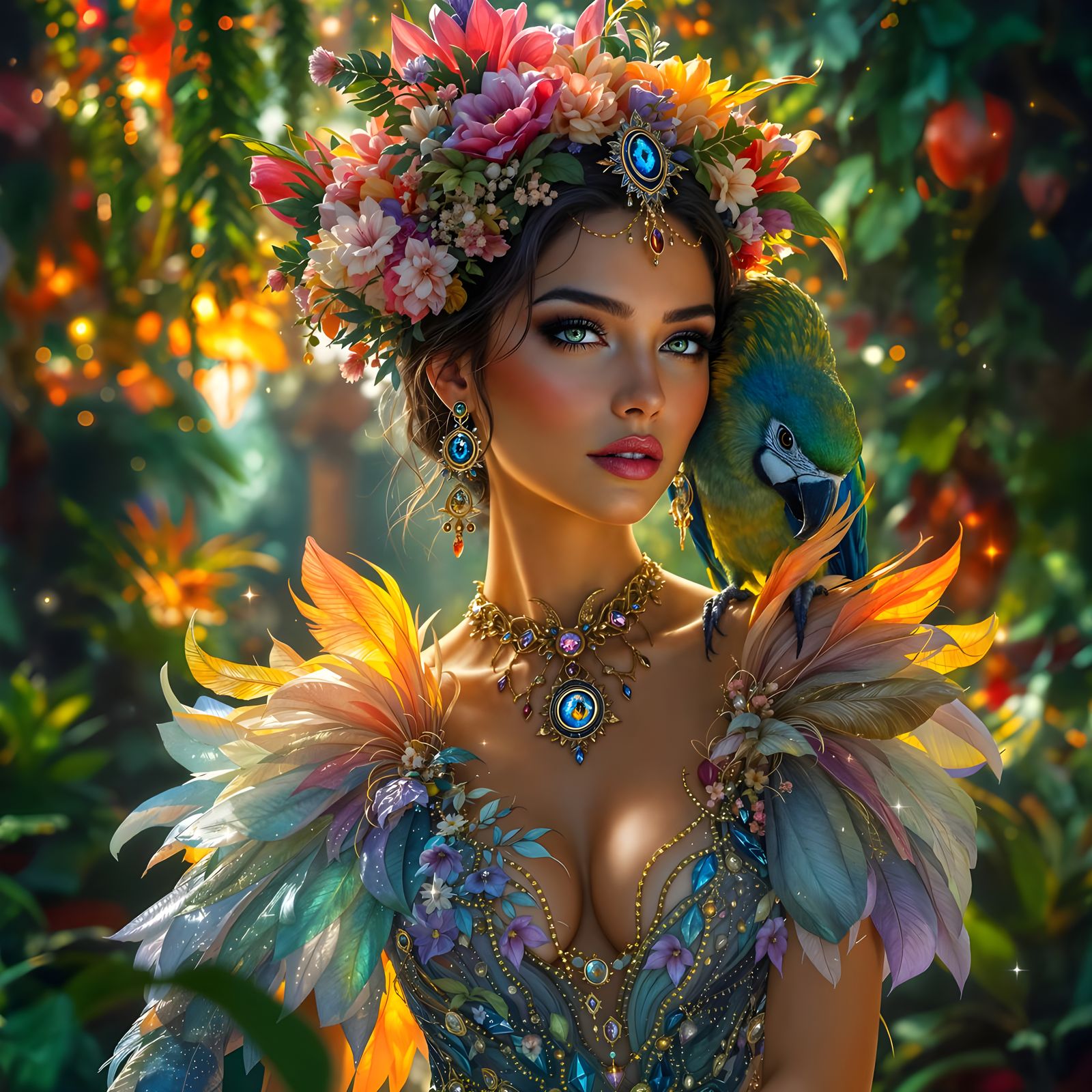 Enchanted Woman in Jungle Palace: A Fantasy Portrait