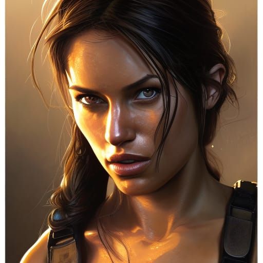 Detailed Portrait of Lara Croft in Trending Art Style