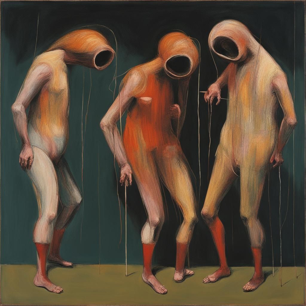 Figurative Hollow Men in Expressive Abstract Style