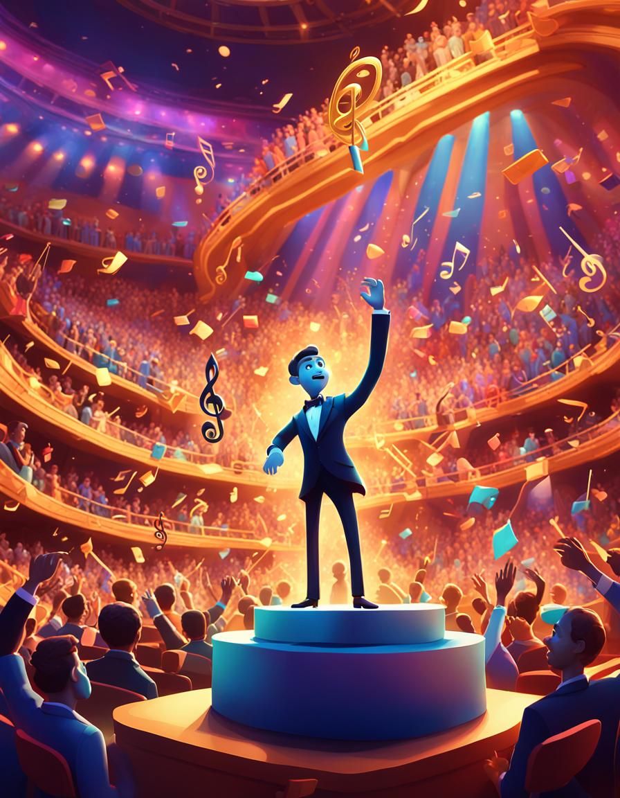 Musical Note Conductor in Pixar Style