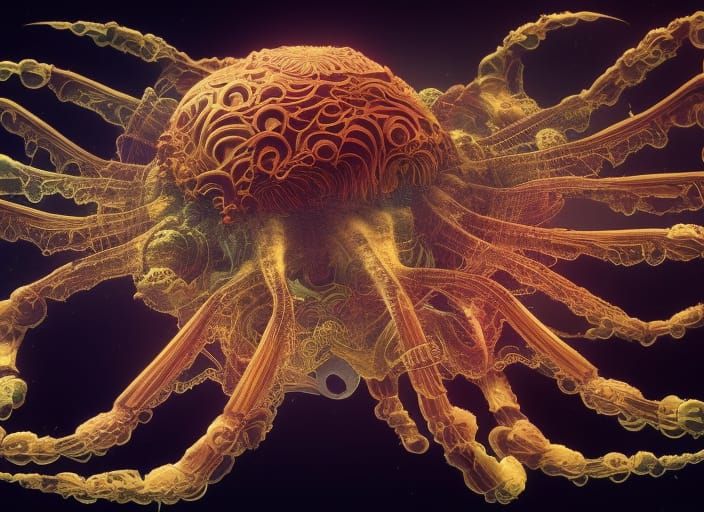 Mandelbulb Biomech Fractal Jellyfish-Lizard-Hawk-Kingcrab Hybrid IV