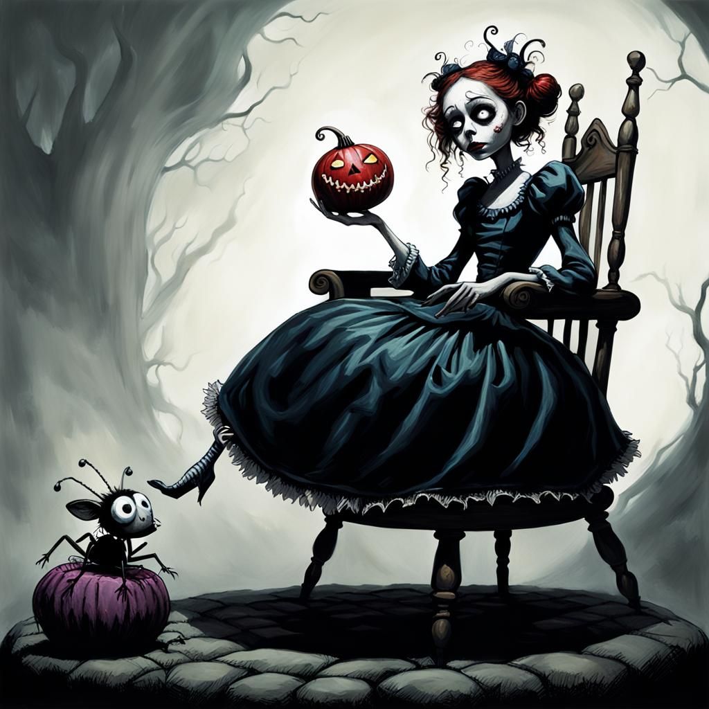 Little Miss Muffet in Sinister Tim Burton Style
