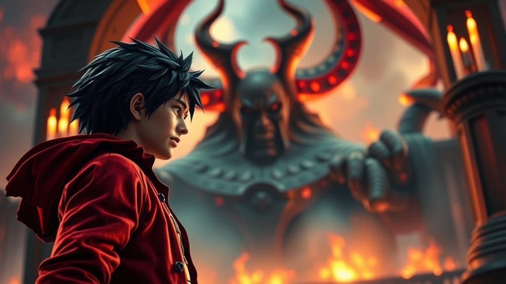 Luffy Meets Satan: Hyperrealistic Hellscape