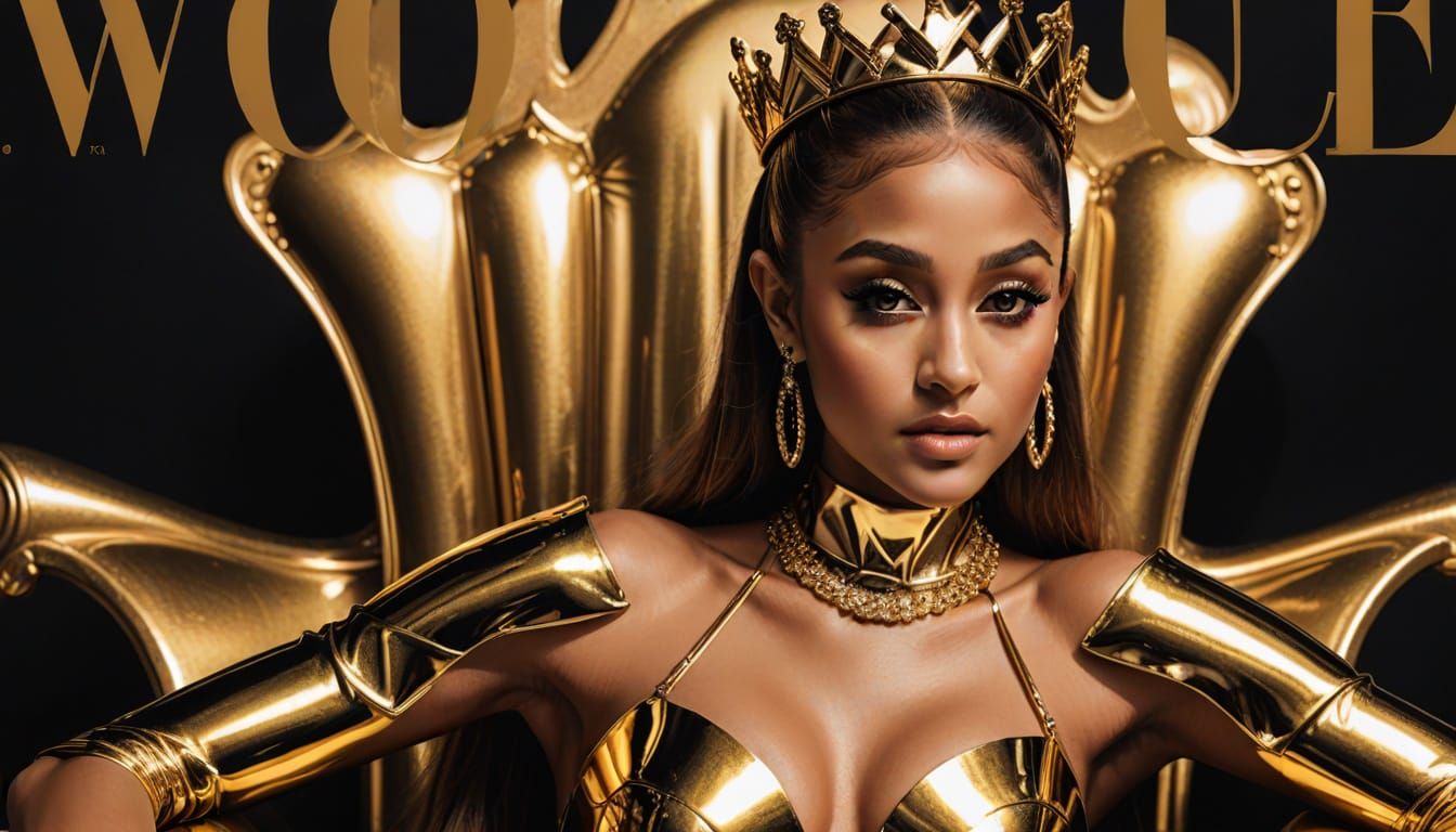 Ariana Grande Chrome Gold Latex Bikini Vogue Cover