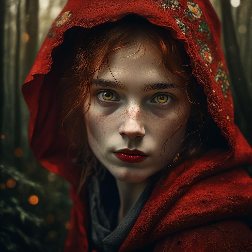 Little Red Riding Hood in Elegant Art Nouveau Style