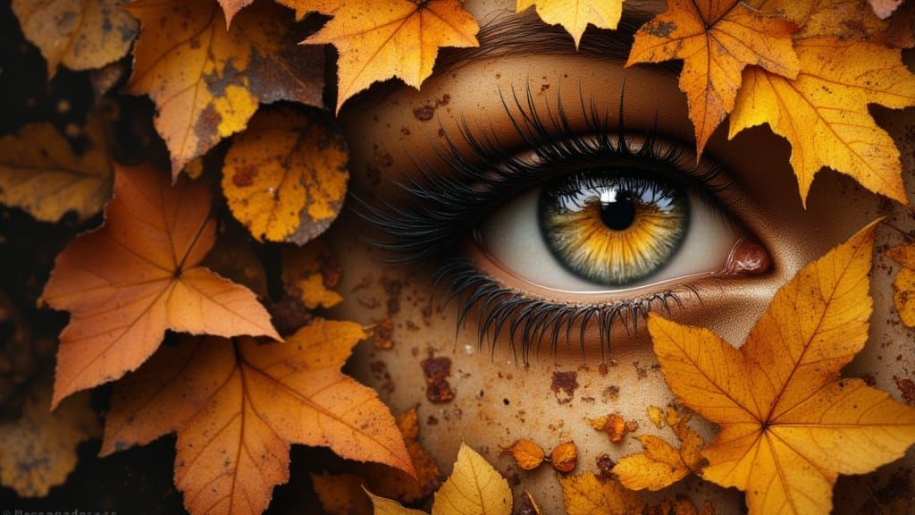 Abstract Autumn Essence with Happiness and Intricate Leaf De...