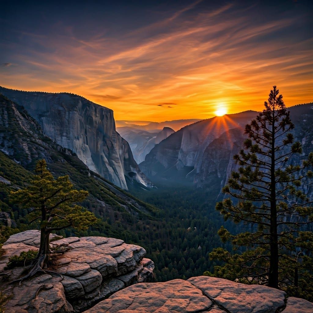 Serene Valley at Dawn in Romantic Style