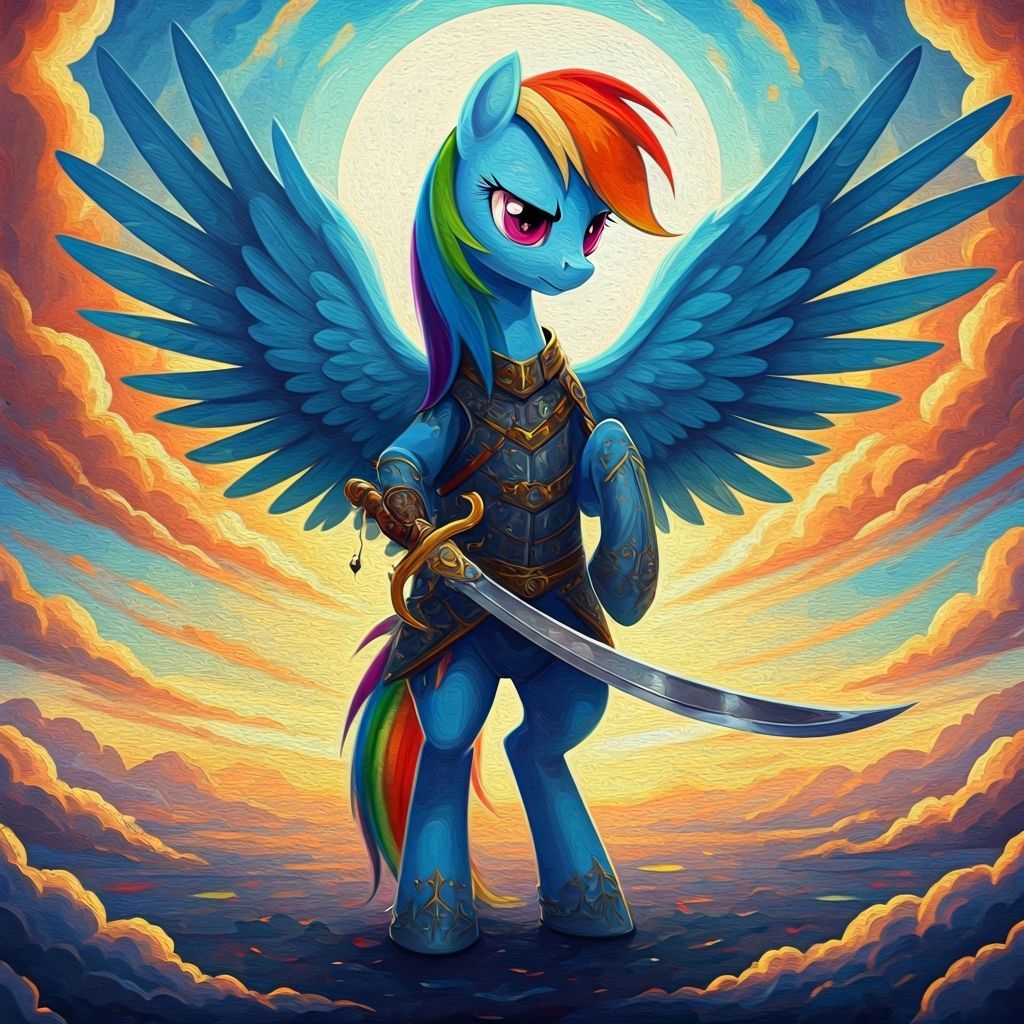 Rainbow Dash Wind Mage Knight in Expressionist Style